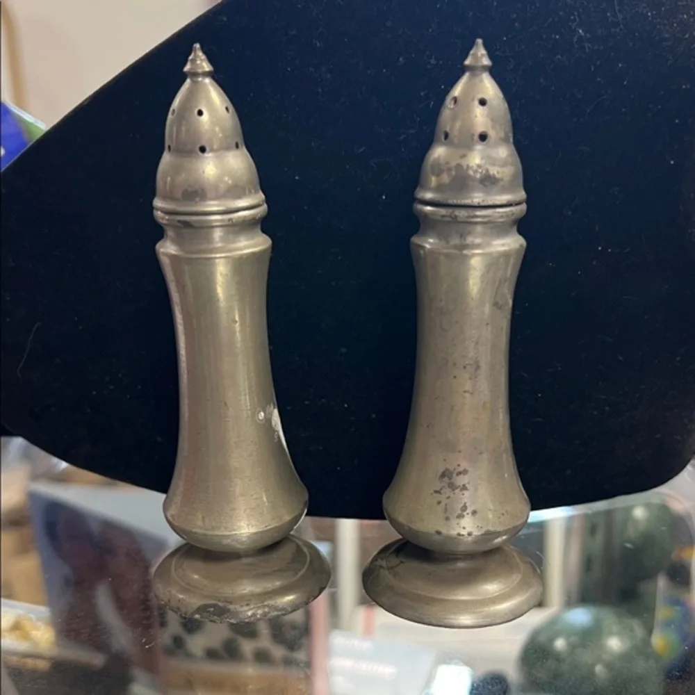 Elegant Pewter Salt and Pepper Shakers marked Pewter 2086
